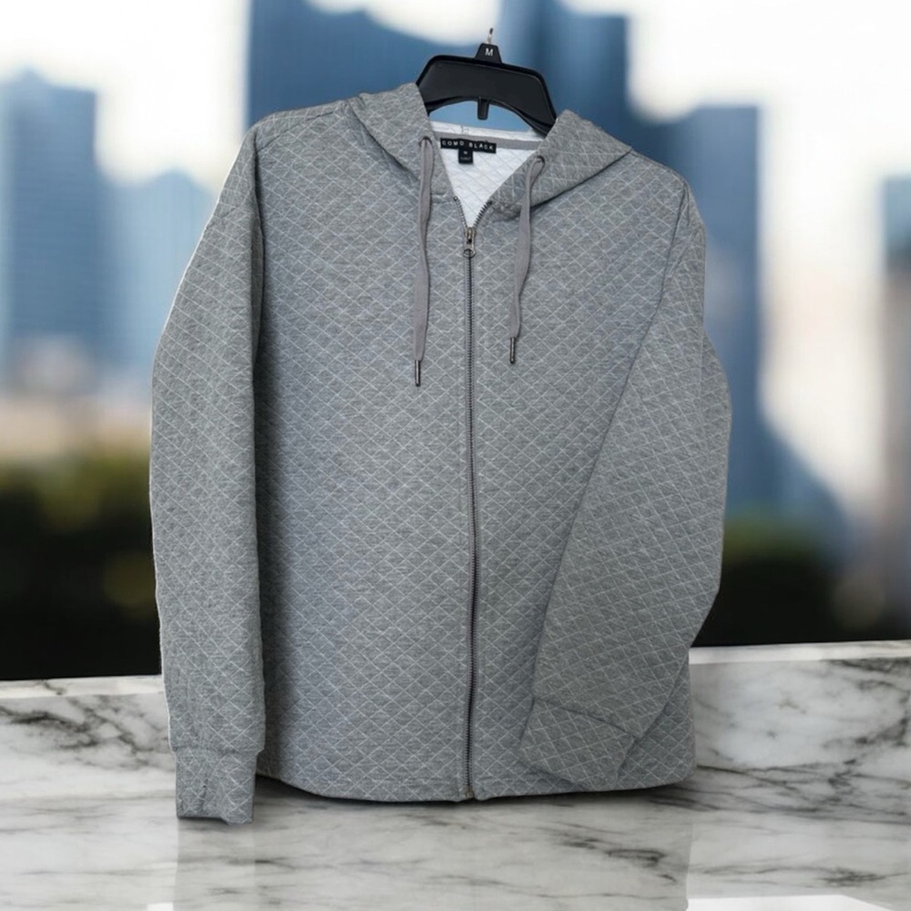 Gray Quilted Hoodie Sweater